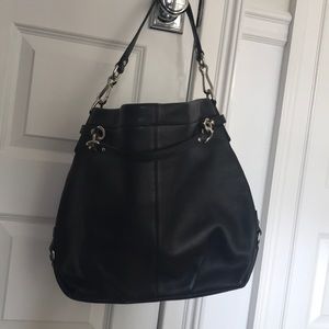 Black coach shoulder bag, genuine leather